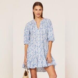 Apiece Apart Blue and White Floral Mini Dress